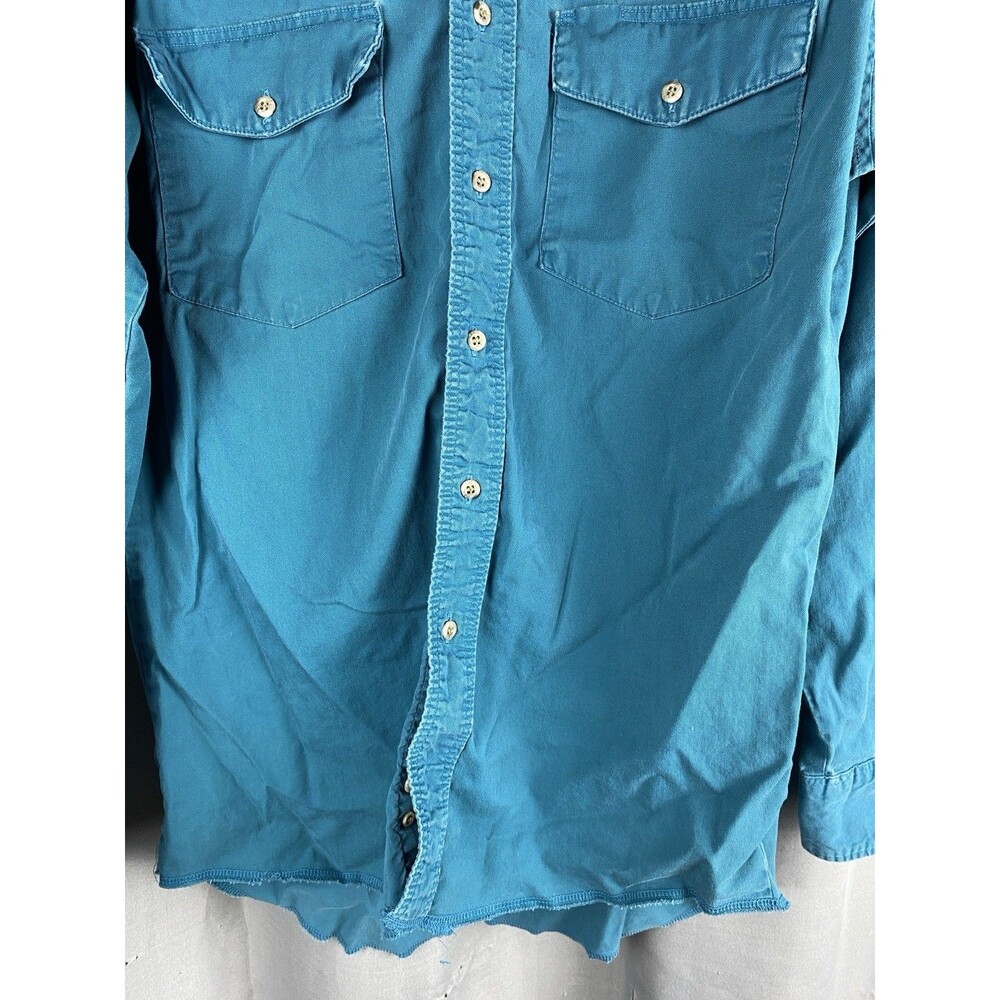Vintage Wrangler Men's Sz M  Teal X Long Tail Long Sleeve Western Shirt - Picture 5 of 14